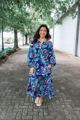 Autumn Skies Printed Maxi • Navy Multi