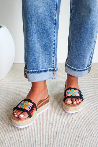 Paloma Platform Crochet Sandal • Black - FINAL SALE