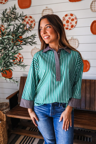 Stripe This Way • Brown/Green