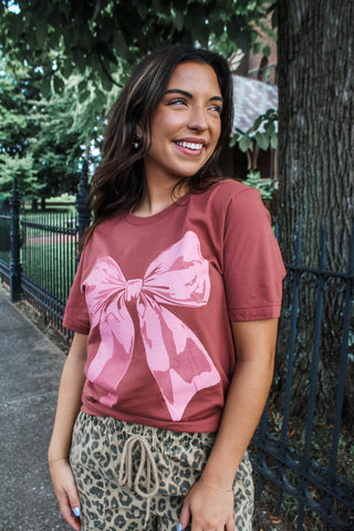Top It With A Bow Graphic Tee • Brick