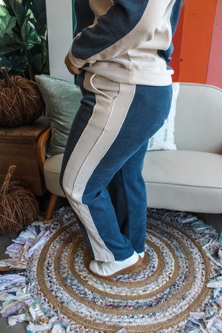 Cozy In Colorblock Pants • Denim Blue - PLUS