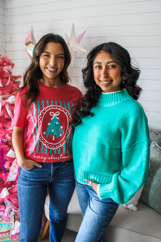 Merry Christmas Graphic Tee • Heather Red