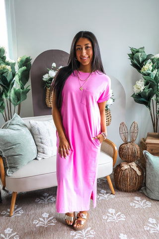 Out Of Pocket T-shirt Dress • Pink