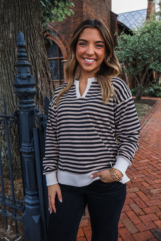 Split Decision Striped Top • Black