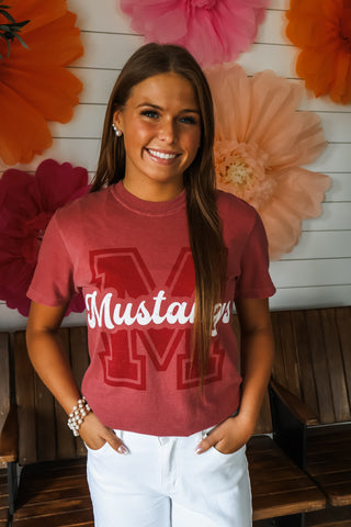 Team Mustangs Graphic Tee • Faded Crimson