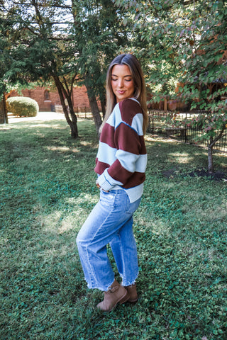 Espresso Run Striped Sweater • Brown/Blue