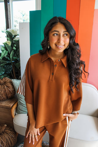 On The Right Track Polo • Caramel