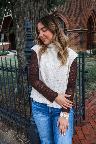 Whispering Willow Floral Lace Top • Brown