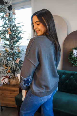 Star Of Night Patchwork Sweater • Grey - FINAL SALE