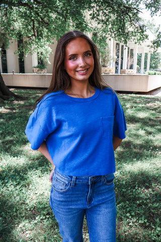 In The Pocket Cropped Tee • Blue