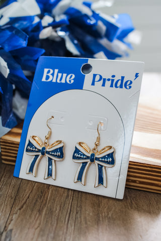 Bold & Blue Bow Earrings • Gold Multi