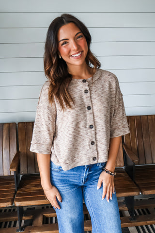 Fall Feels Cardigan Top • Heather Mocha