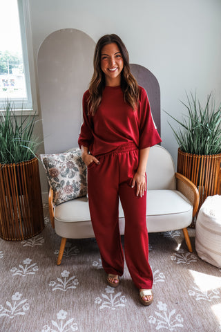 Laidback Leisure Pant Set • Crimson