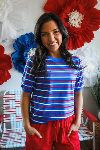 Stripes On Stripes Crewneck • Blue