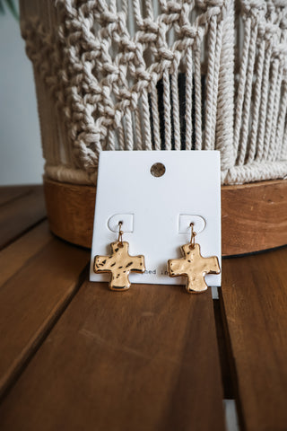 Strength Of Spirit Cross Earrings • Gold
