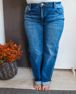 Harper Cuffed Boyfriend Jean • Dark Wash - PLUS