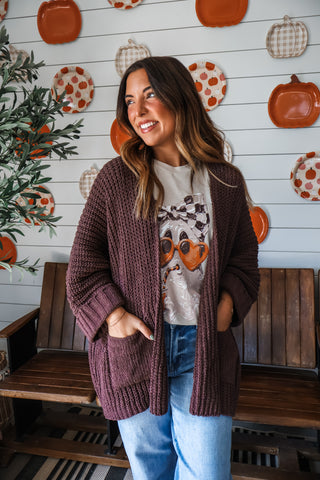 Gather Together Chenille Cardigan • Espresso