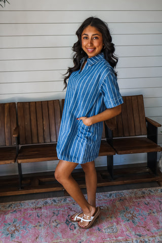 Easy Street Striped Denim Dress - FINAL SALE
