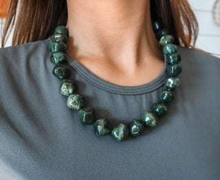 Marbled Beauty Statement Necklace • Emerald