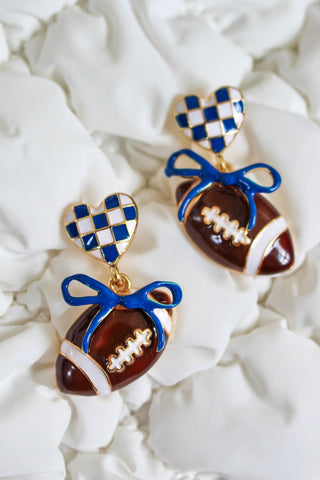 Football Fancy Enamel Earrings • Brown Multi