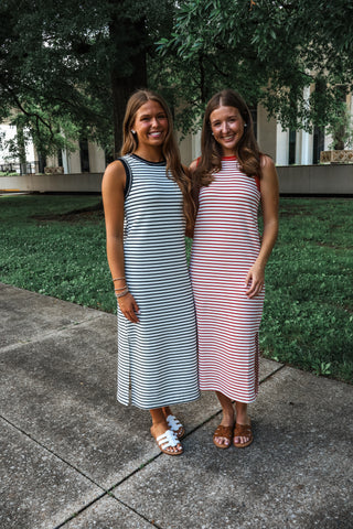 Summer In Stripes Tank Dress • Black