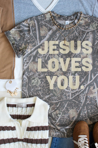 Jesus Loves You Graphic Tee • Camo