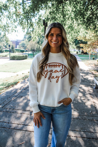 Gameday Ready Embroidered Pullover • White