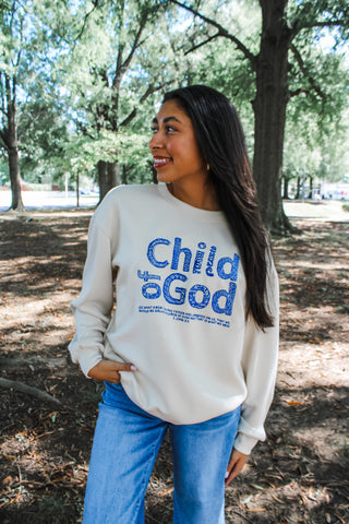 Child Of God Embroidered Scuba Sweatshirt • Oatmeal - FINAL SALE