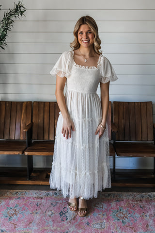 Ever After Swiss Dot Dress • Cream