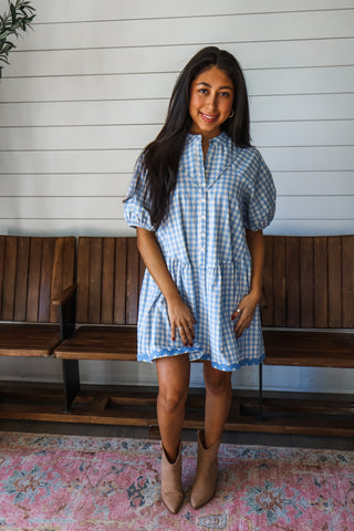 Picnic Perfect Gingham Dress • Blue