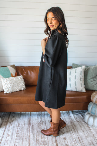 Perfect Contrast Pocket Dress • Black - FINAL SALE