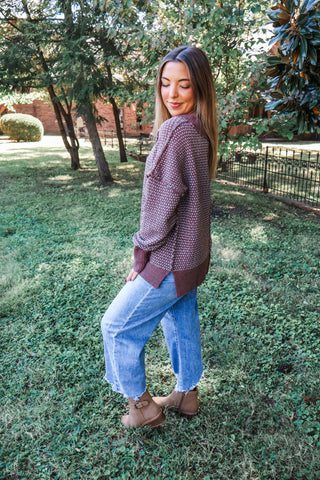Dash Of Style V-neck Sweater • Brown/Blue