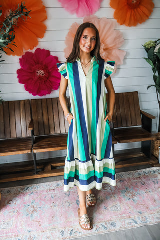 Harbor Stripes Midi • Green Mix