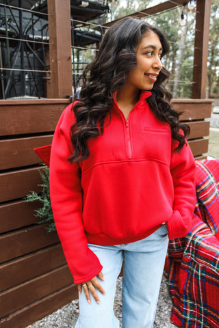Capture Coziness Half Zip • Red