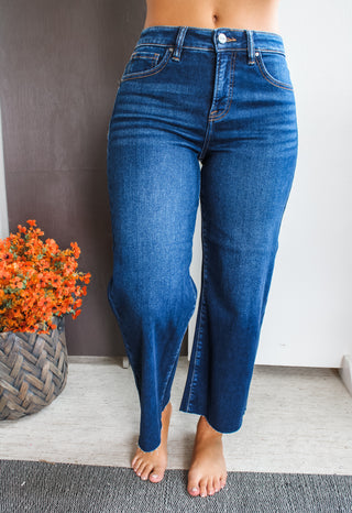 Robin Crop Wide Leg | Tummy Control • Dark Wash