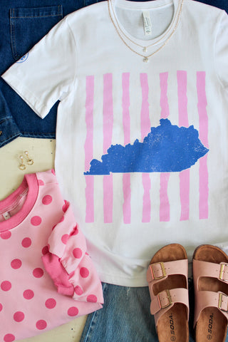 Sweet & Striped Kentucky Graphic Tee • White
