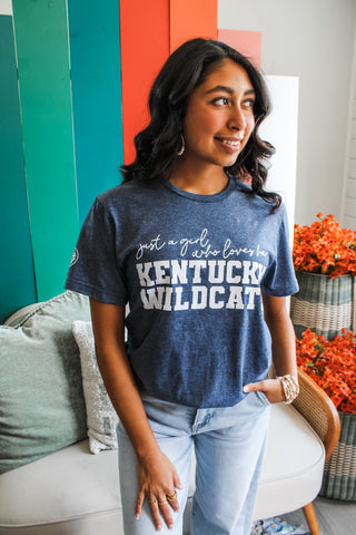 Just A Girl Who Loves Her Wildcats Graphic Tee • Heather Navy