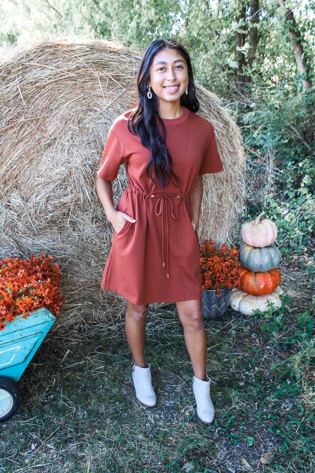 Fall In Love Pocket Dress • Rust