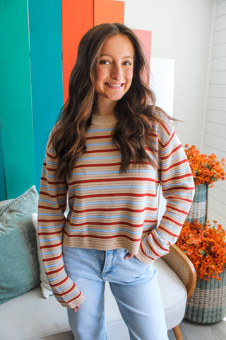 Loads Of Fun Striped Top • Tan Multi - FINAL SALE