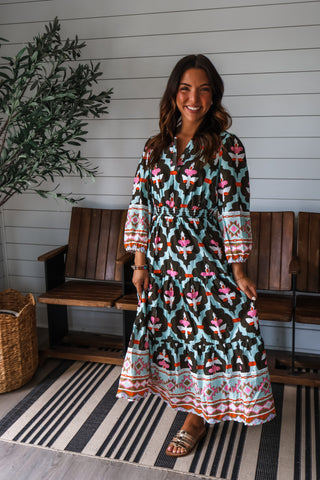Bold Bohemian Block Print Midi