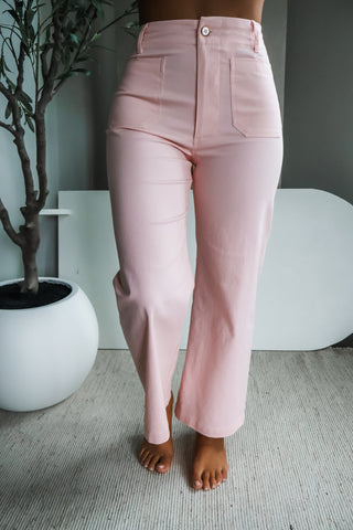 Sutton patch pocket pant • pastel pink