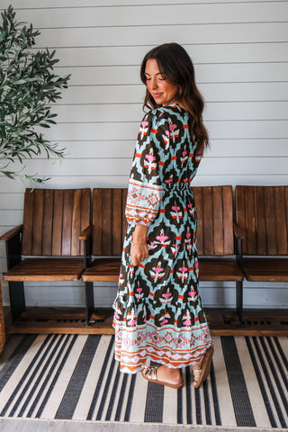 Bold Bohemian Block Print Midi