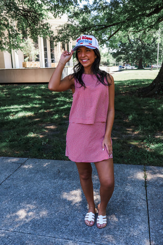 Sunday Picnic Skort Set • Red Gingham
