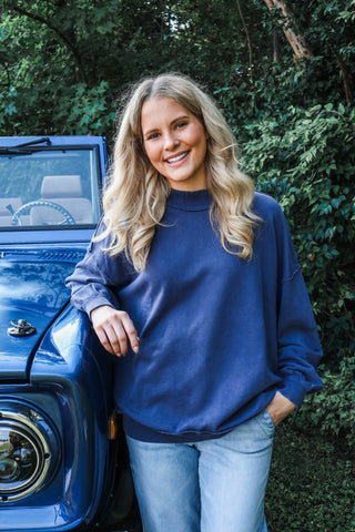 Willow Mock Neck Pullover • Navy