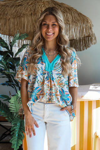 Under The Palm Trees • Teal Multi