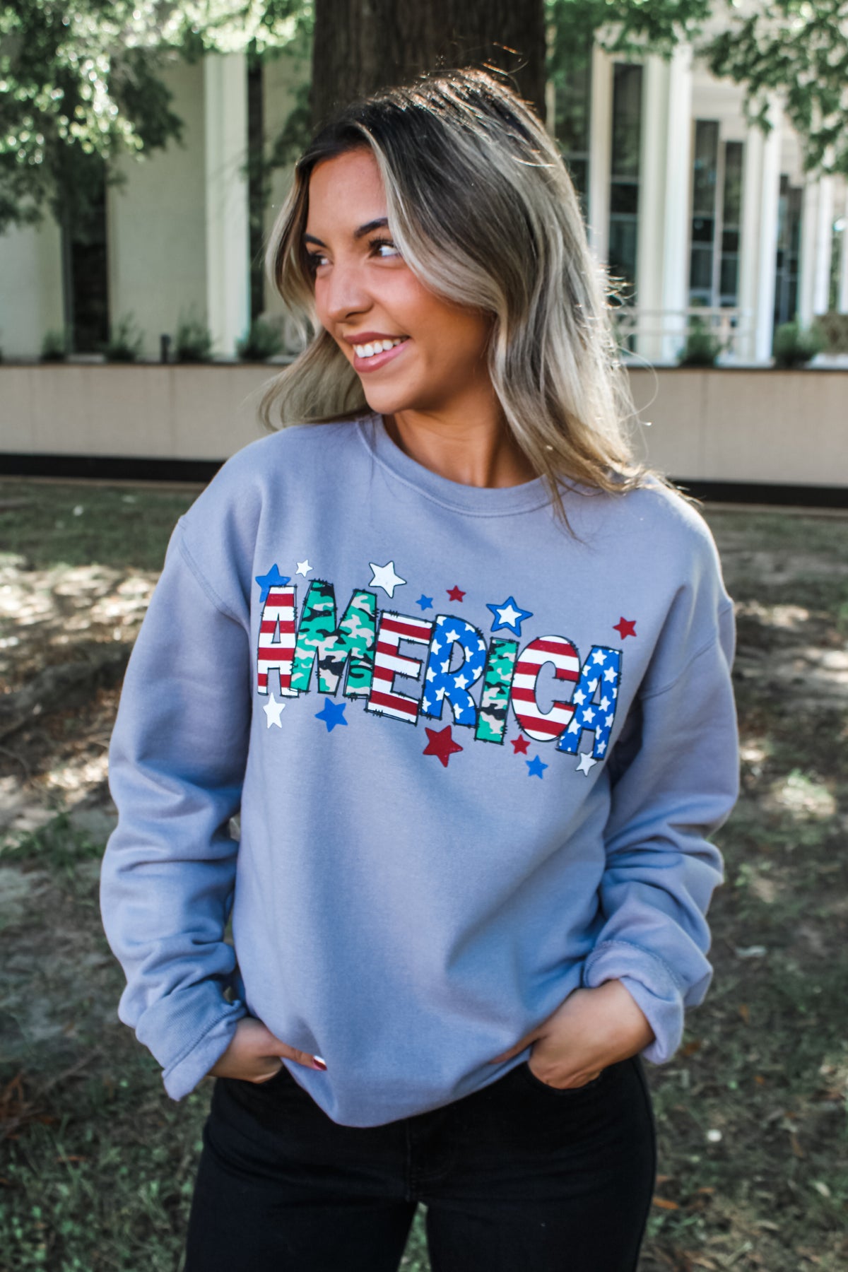 America The Beautiful Graphic Sweatshirt • Heather Grey