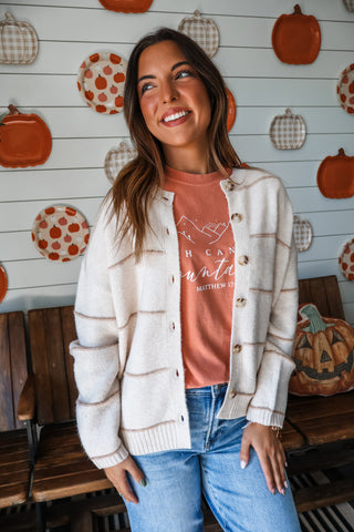 All Things Cozy Striped Cardigan • Oatmeal