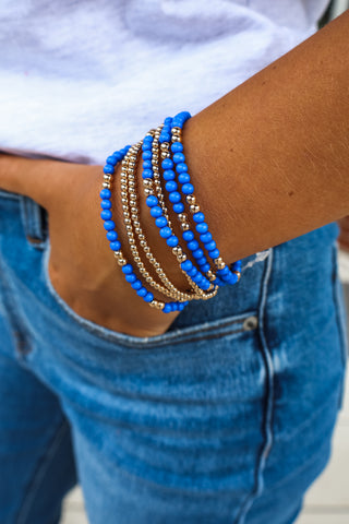School Spirit Beaded Bracelet • Blue