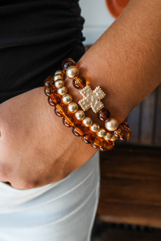 Harvest Blessings Cross Bracelet • Amber