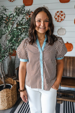 Striped Sophistication • Brown/Blue